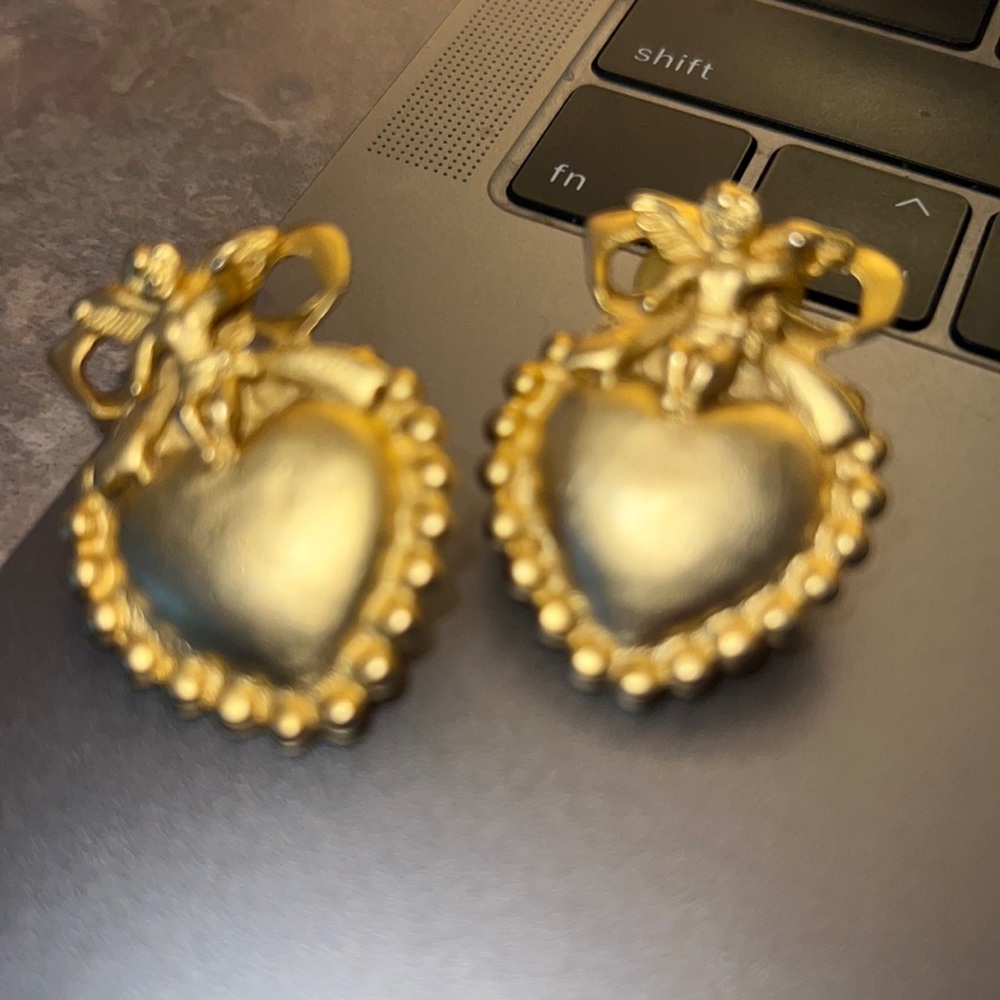 Coquette Cherub Heart Earrings